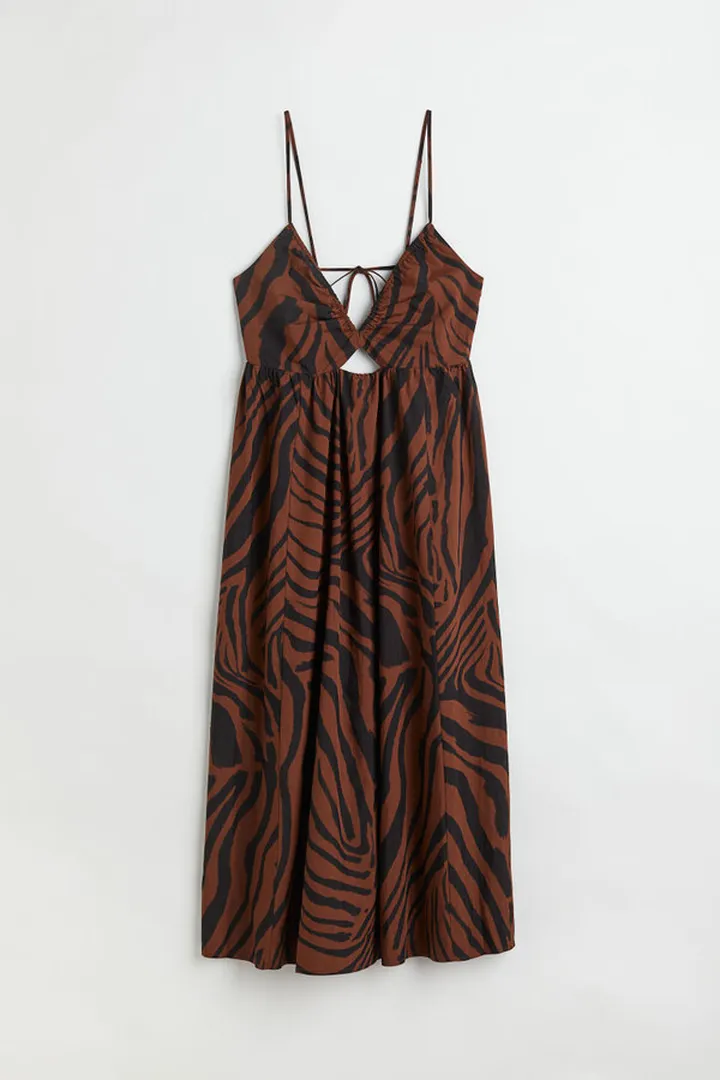 V-neck Drawstring-detail Dress