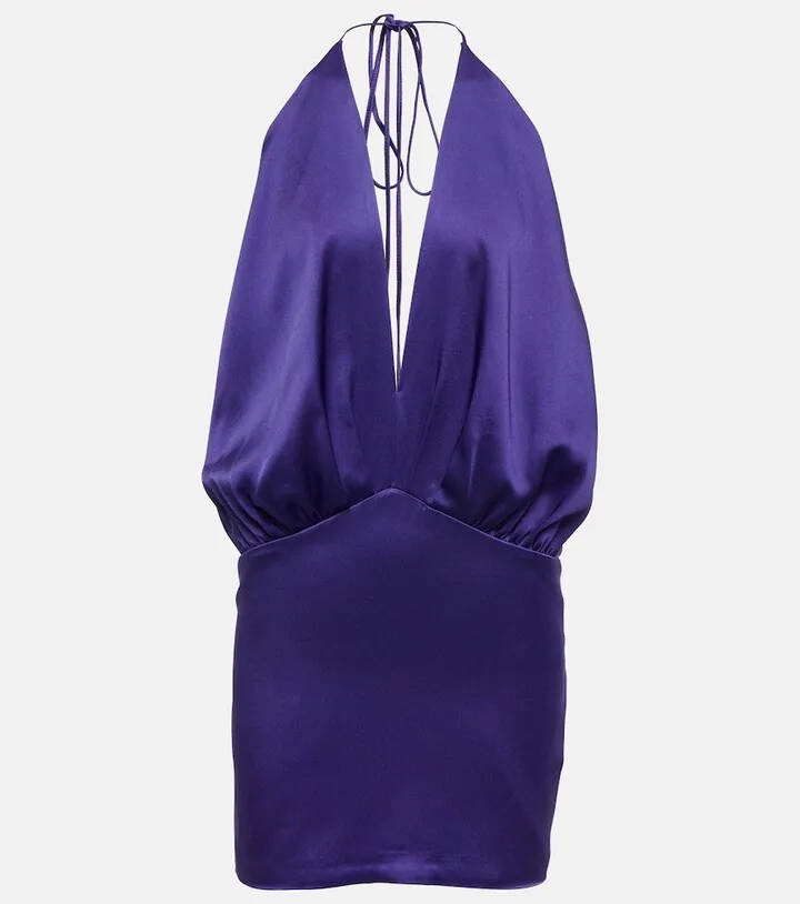 Halterneck satin minidress