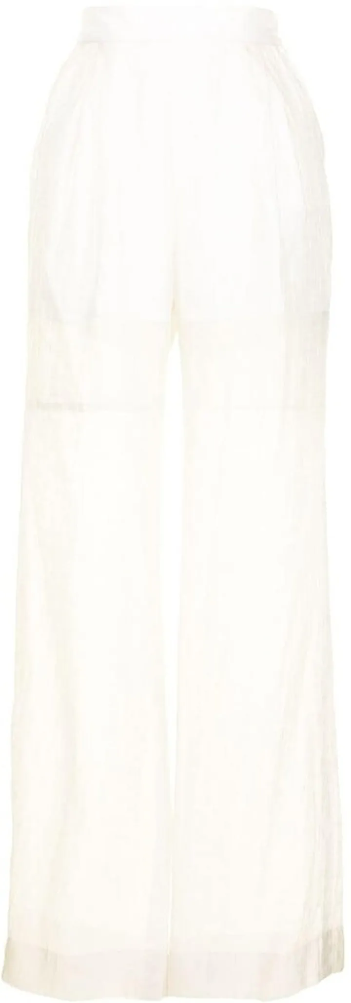 High-Waist Jacquard Sheer Trousers