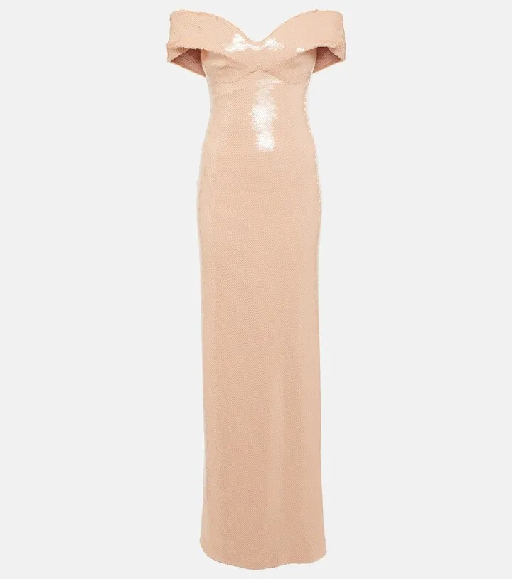 Sequined off-shoulder gown