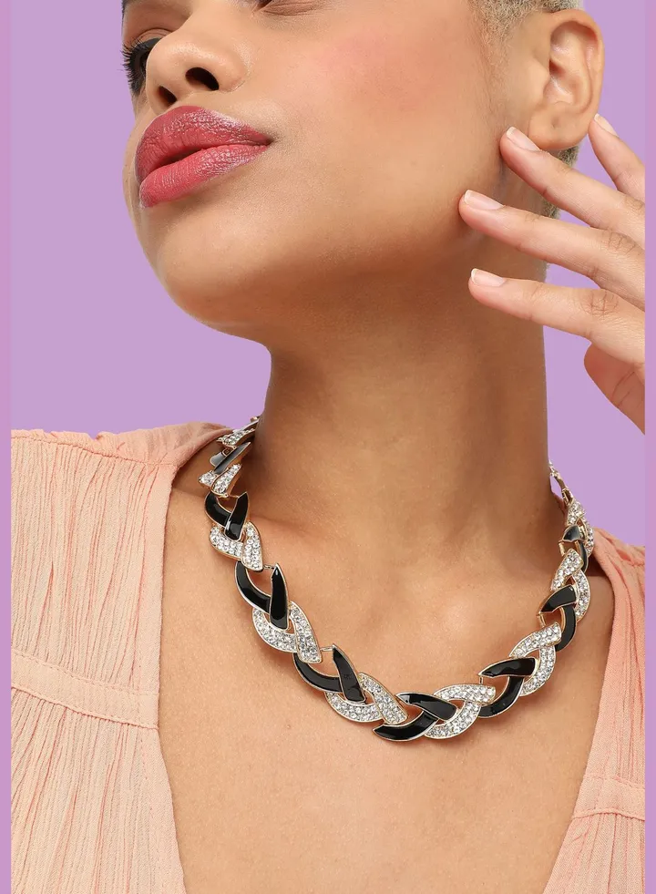 Gold Plated Party Designer Stone Statement Necklace For Women