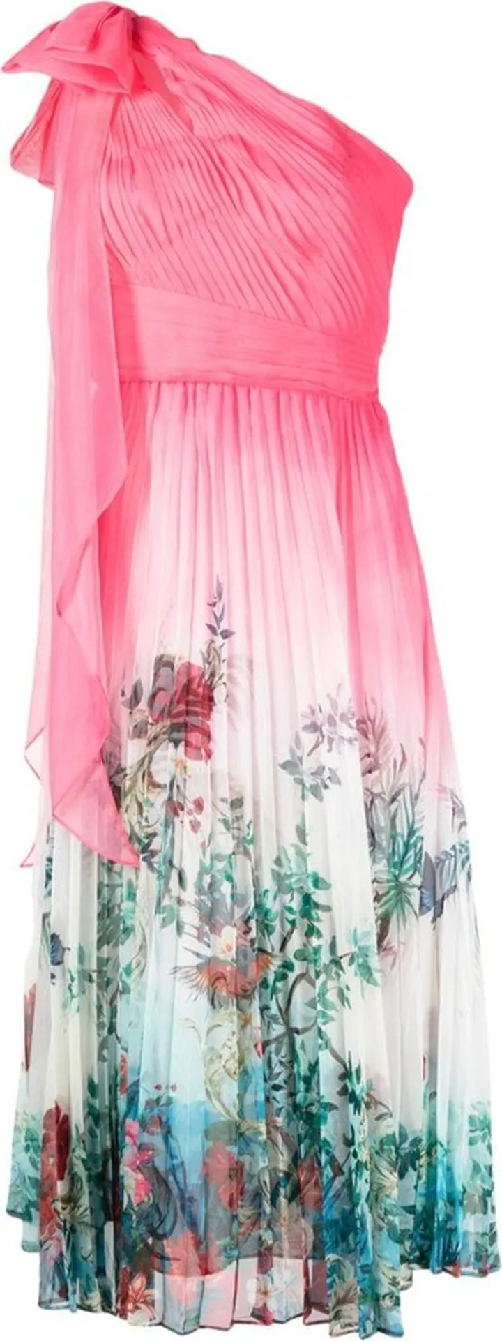 Floral-Print Pleated Dress