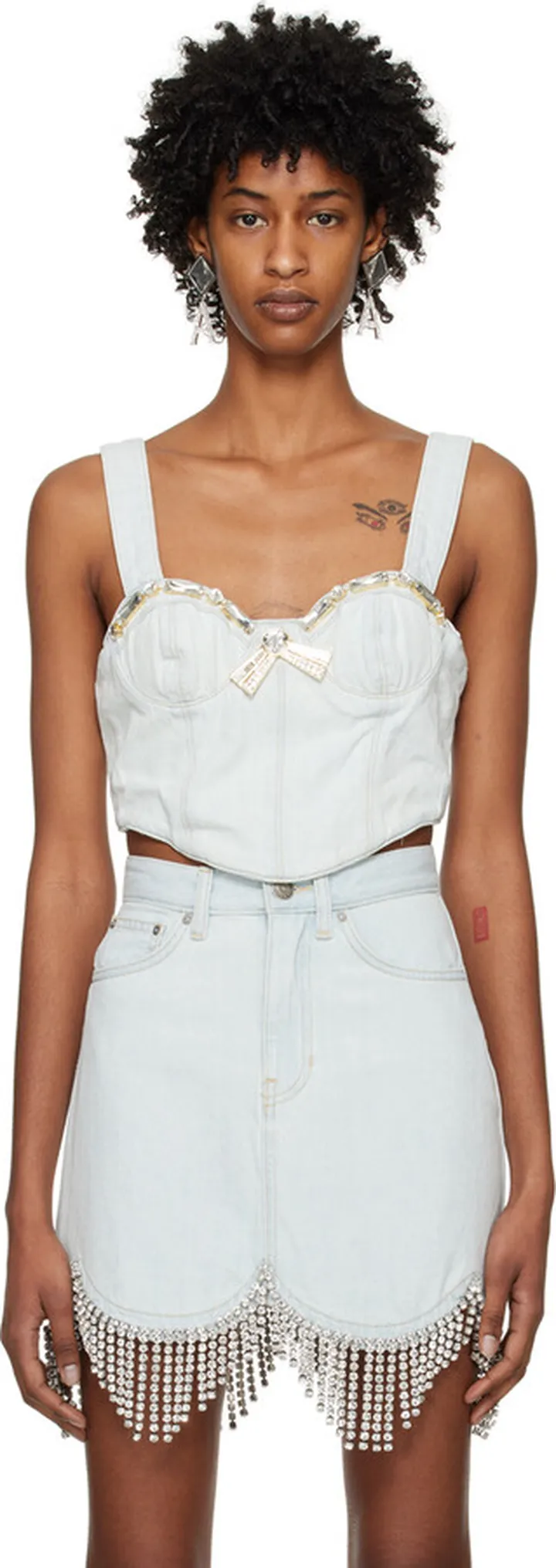 AREA Blue Crystal Trim Camisole