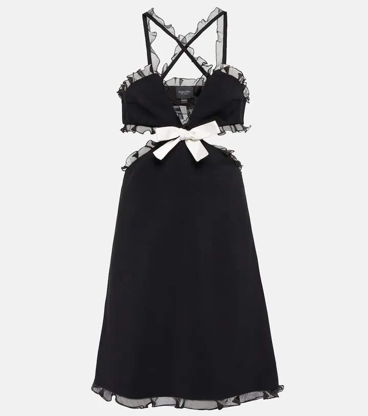 Ruffle-trimmed cutout minidress