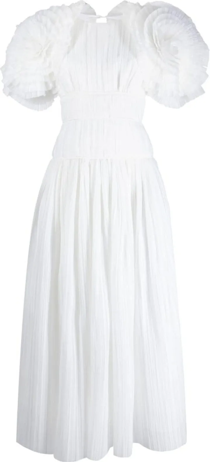 Tulle Puff-Sleeves Maxi Dress