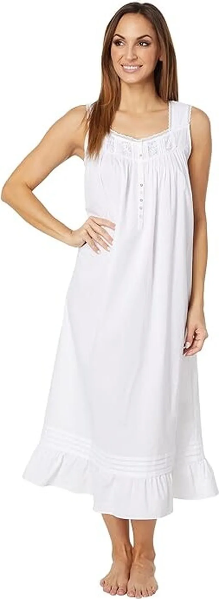 Eileen West Sleeveless Ballet Gown (White Ground Floral) Women's Pajama
