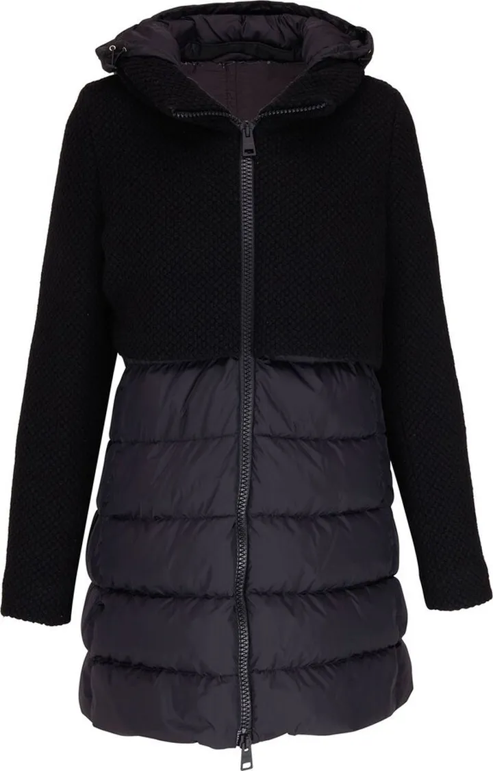 Contrast-Panel Hooded Down Parka