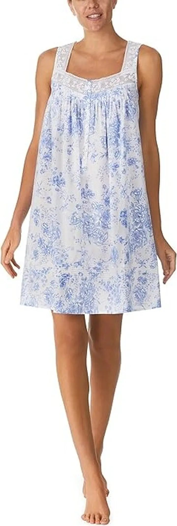 Eileen West Sleeveless Chemise (Blue Blooms) Women's Pajama