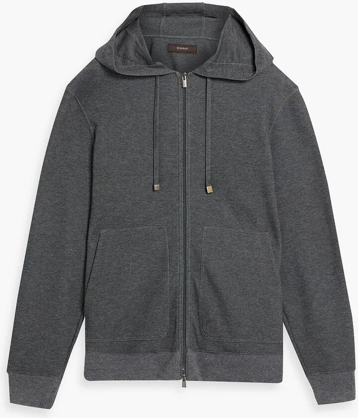 Mélange wool-blend jersey hoodie