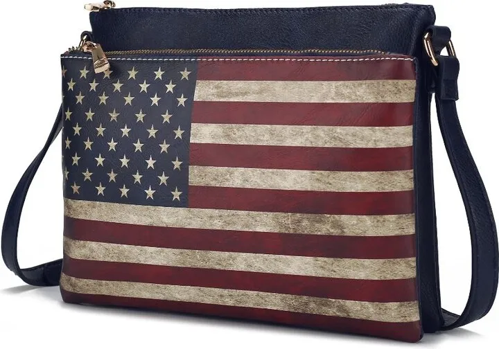 Madeline Printed Flag Vegan Leather Women’s Crossbody Bag