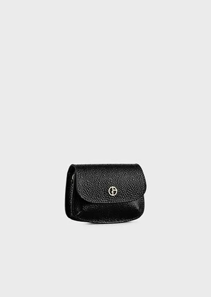 La Prima pebbled patent-leather mini bag with charm