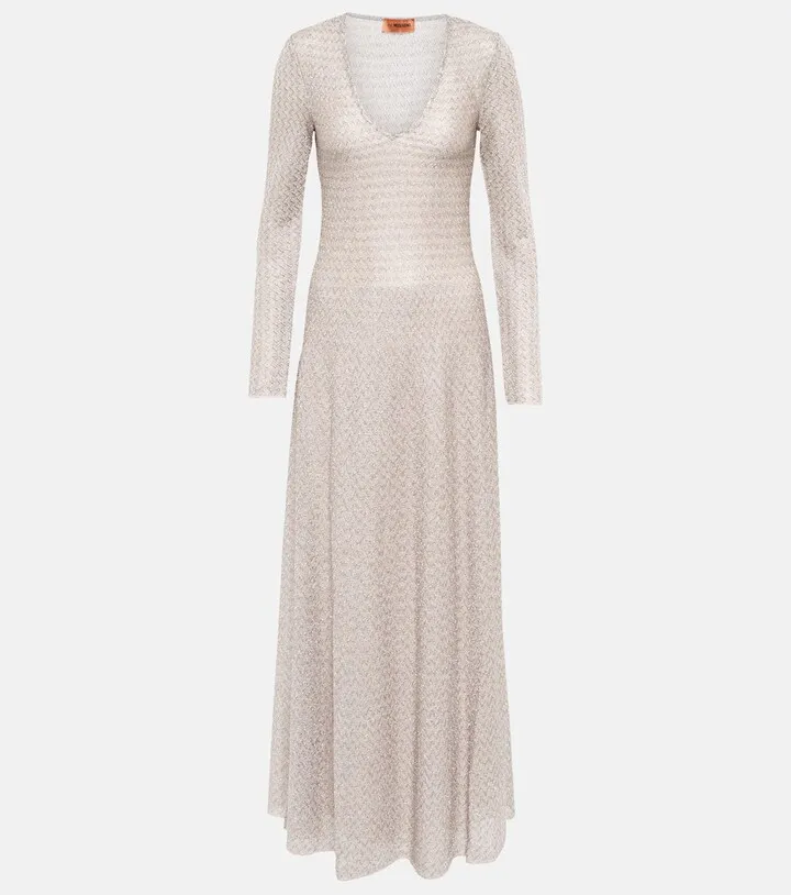 Metallic knit maxi dress