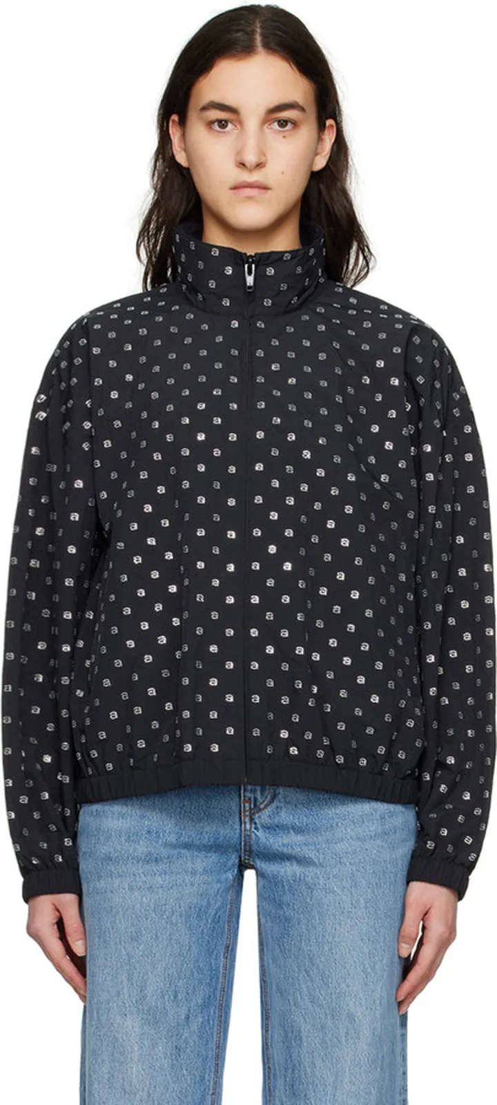 Alexander Wang Black Coaches Bomber Jacket