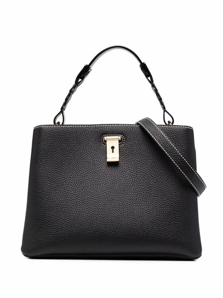 Logo-Engraved Leather Tote Bag