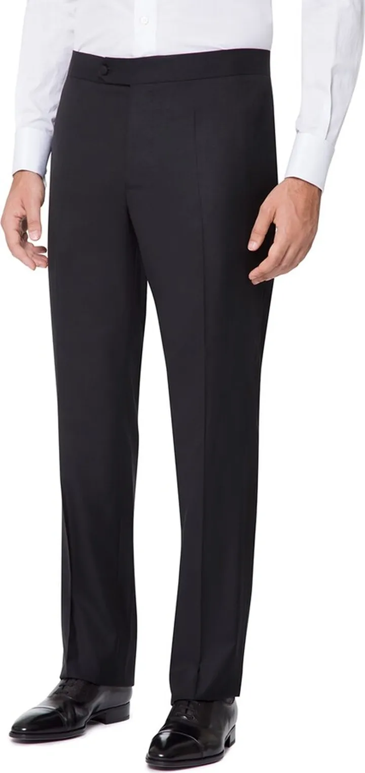 Men's Solid Wool Straight-Leg Trousers