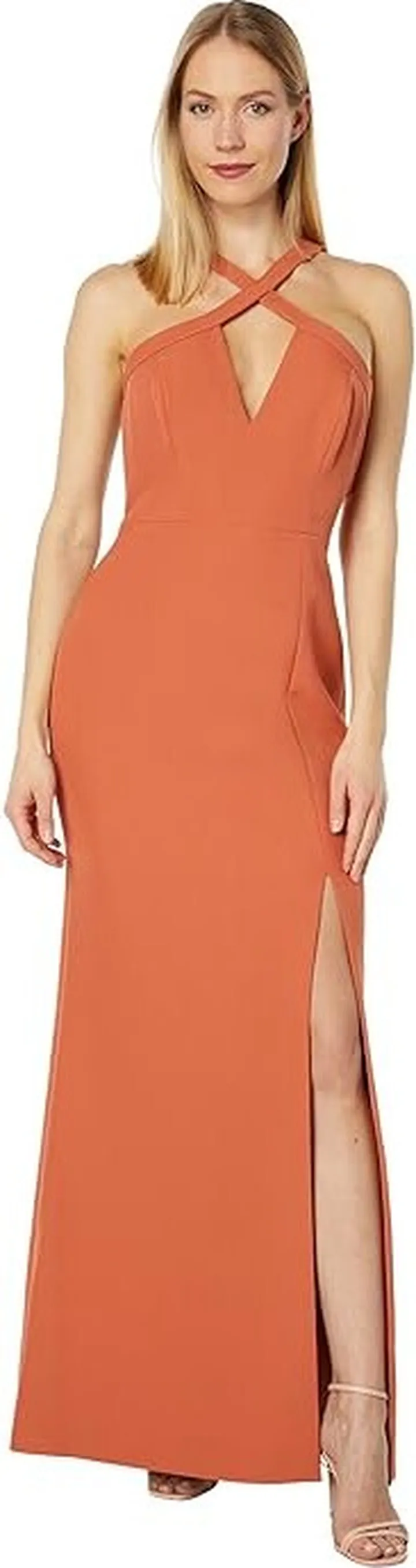 BCBGMAXAZRIA Cross Neck Evening Gown (Aragon) Women's Dress