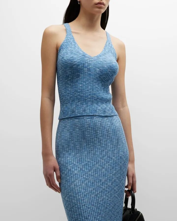 Sky Ribbed Tank Top