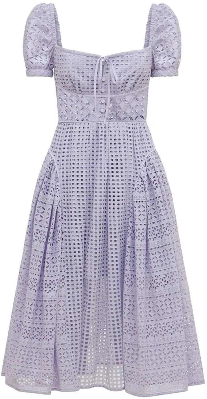 Cotton eyelet lace midi dress