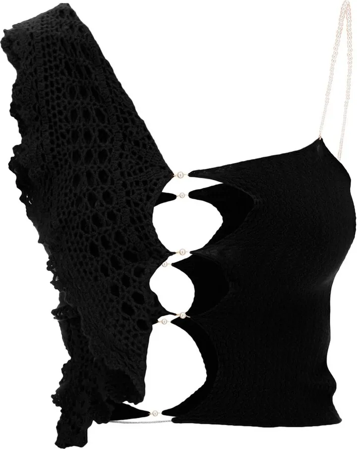Stretch Knit And Crochet Cashmere Top