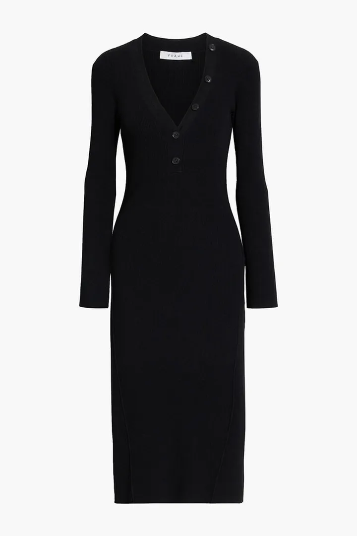 Ribbed-knit midi dress