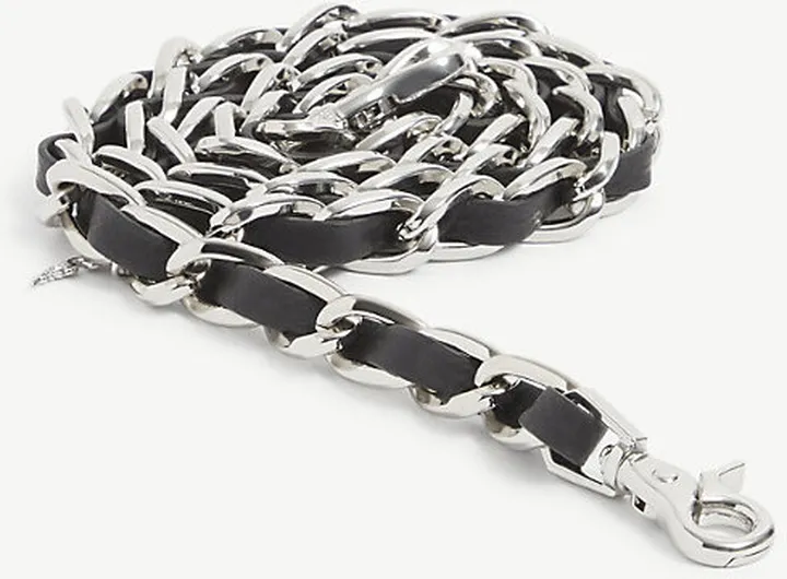 Noir Chain-detail Leather bag Strap