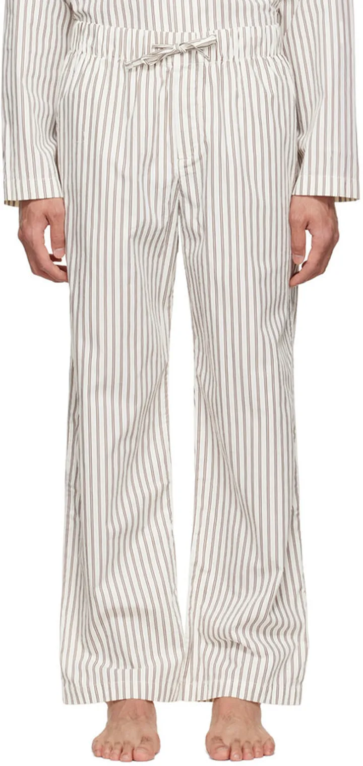 Tekla Off-White & Brown Organic Cotton Pyjama Pants