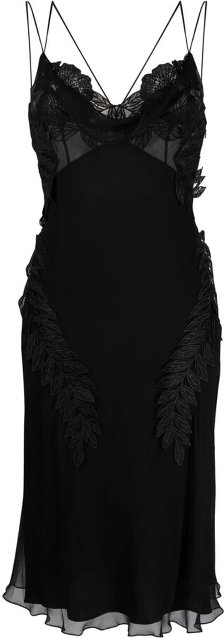 Lace-Trimmed Silk Midi Dress