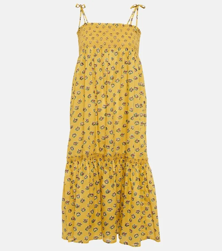 Floral shirred cotton dress
