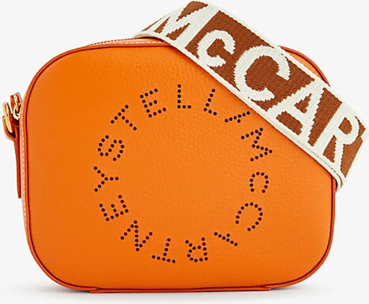Womens Orange Stella Logo Faux-leather Cross-body bag