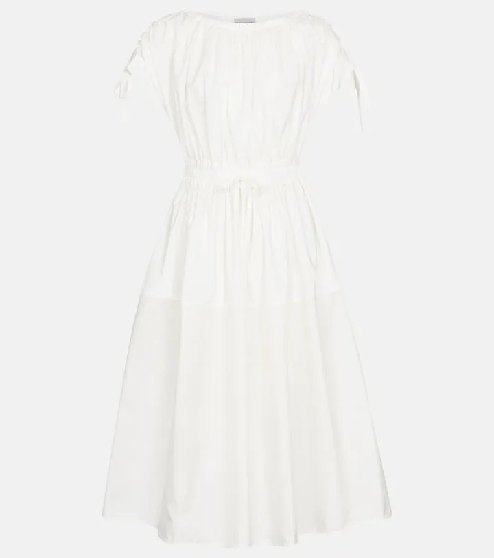 Cotton gabardine and nylon midi dress