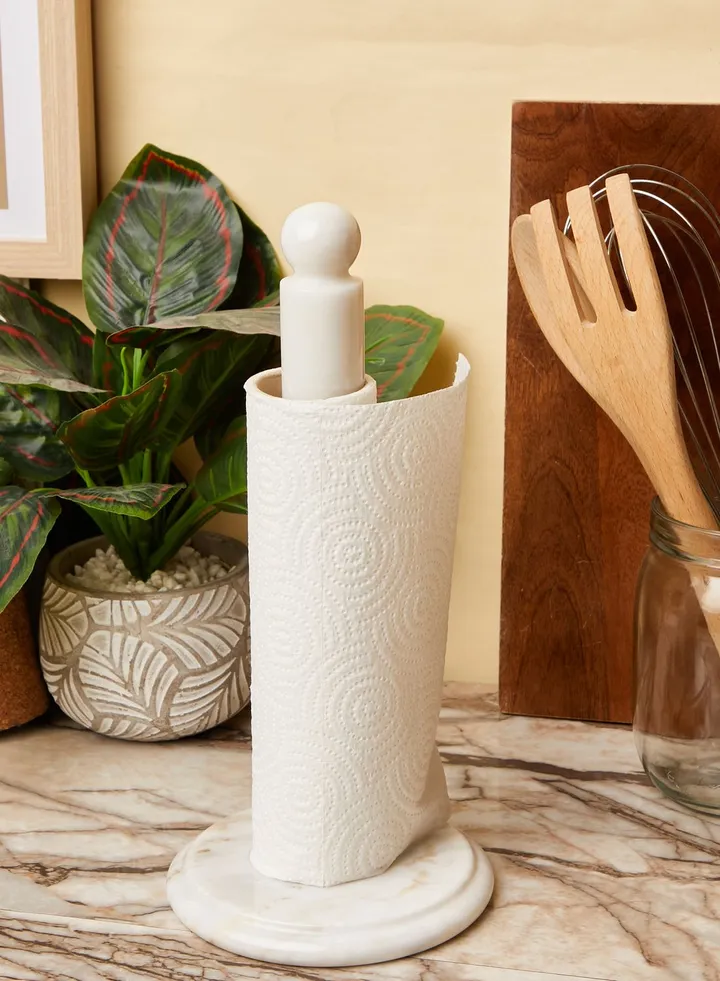 Ziarat White Marble Kitchen Roll Holder