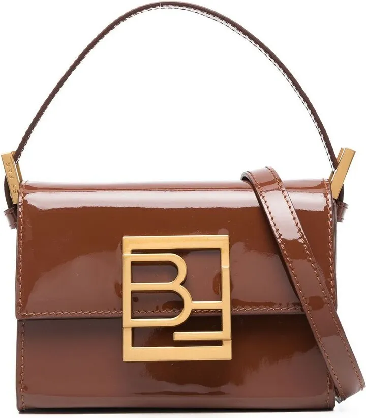 Logo-Plaque Patent-Leather Tote Bag