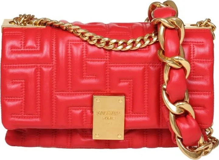 Balmain Logo Plaque Quilted Crossbody Bag