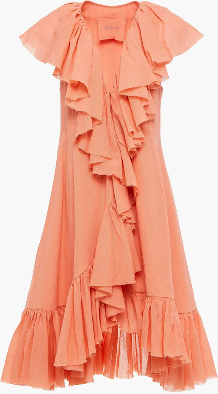 Callela ruffled cotton wrap dress