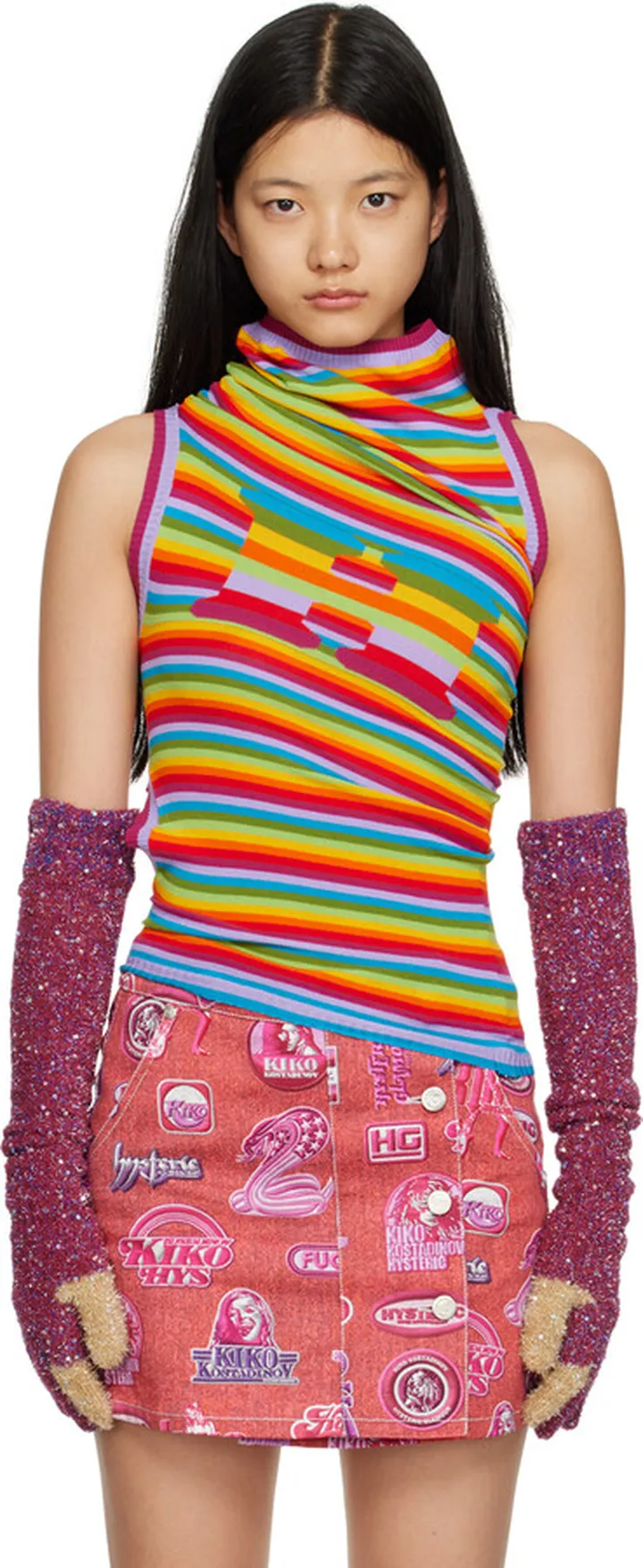 Kiko Kostadinov Multicolor Hysteric Glamour Edition Optic Stripe Turtleneck