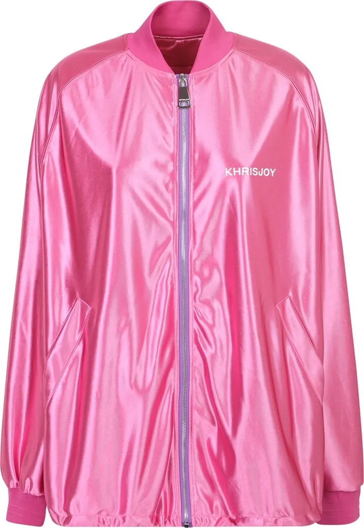 Logo-print Metallic Bomber Jacket