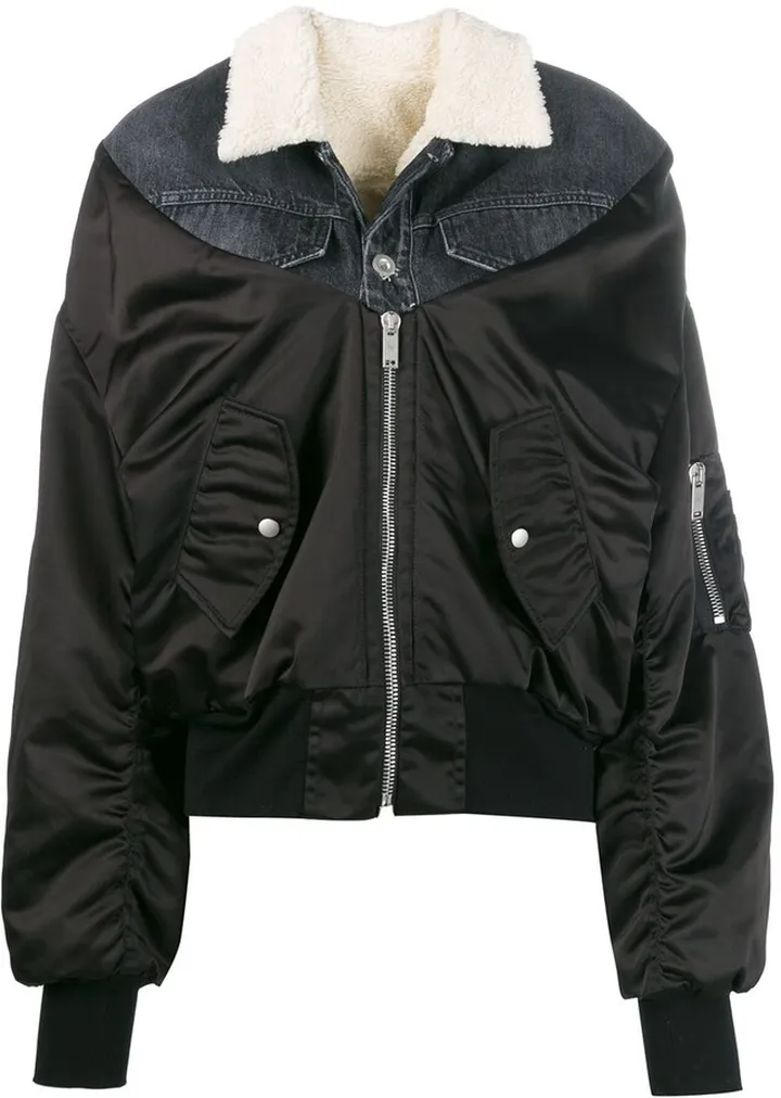 Denim-Panelled Bomber Jacket