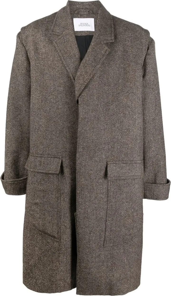 Wide-Shoulder Wool Coat