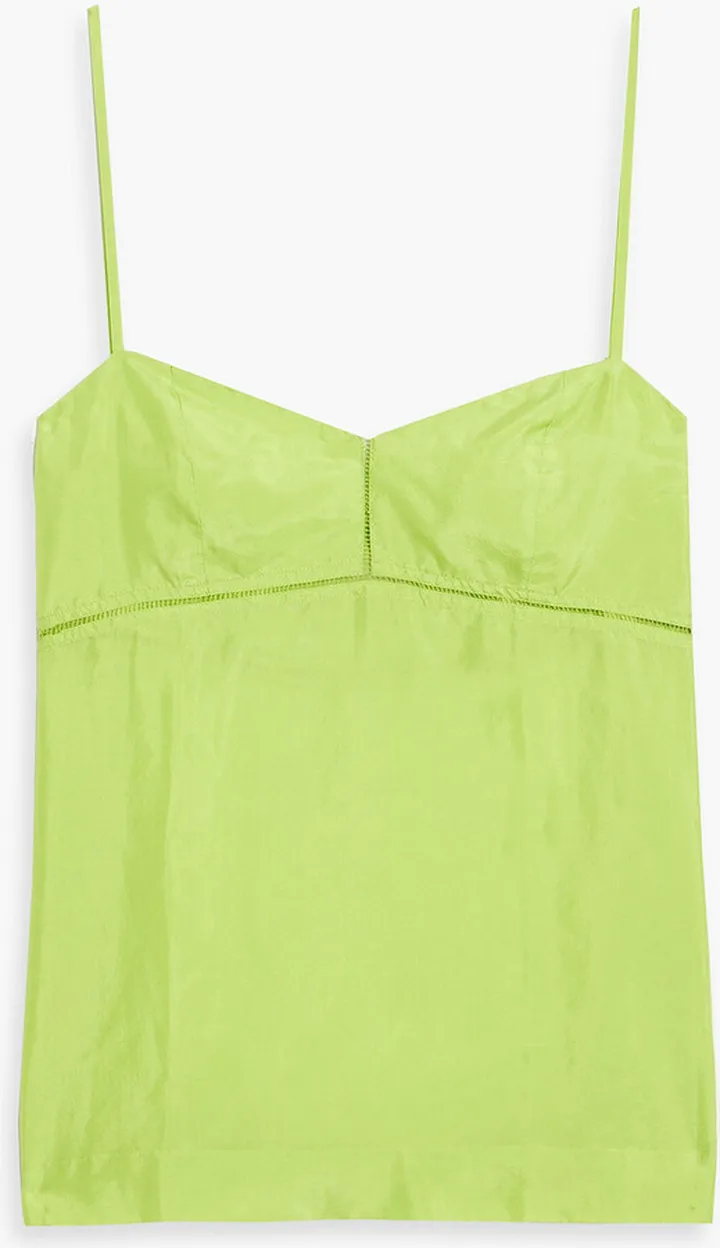 Lattice-trimmed silk camisole