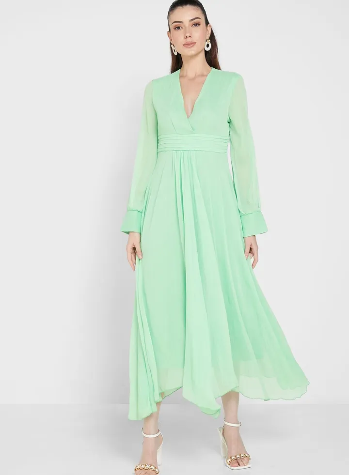 V Neck Flare Dress