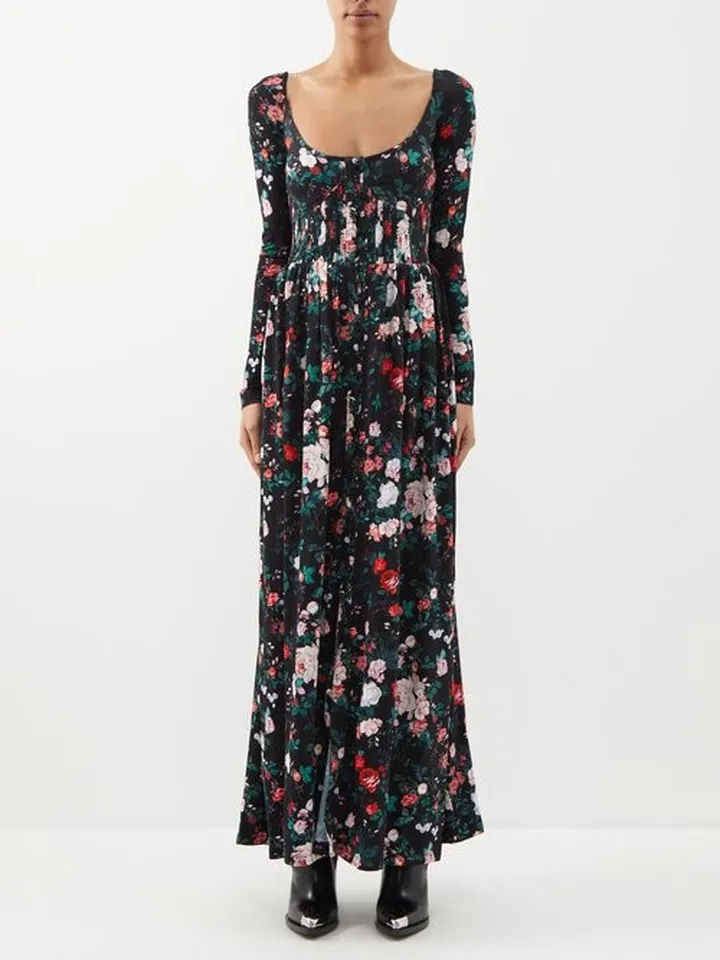 Rose Garden-print Jersey Maxi Dress
