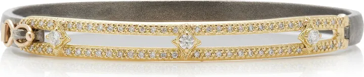 Women's 18K Gold Diamond Paperclip Hinged Bangle