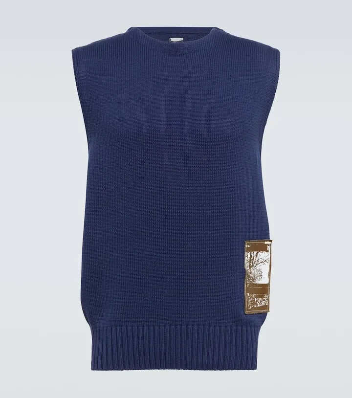Embroidered cotton sweater vest