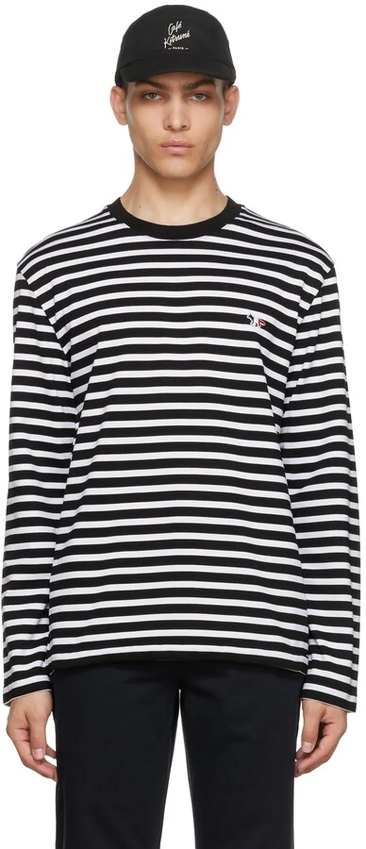 Maison Kitsuné Black Tricolor Fox Long Sleeve T-Shirt