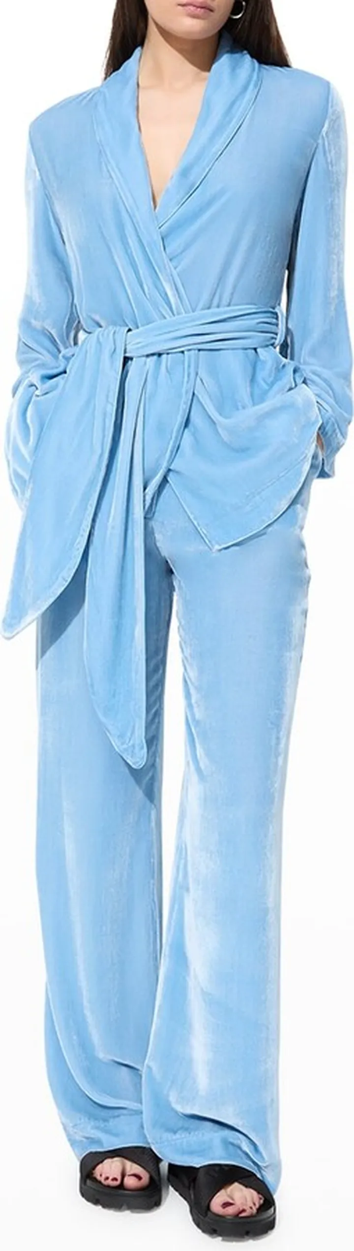 Bon Vivant Belted Velvet Wrap Robe