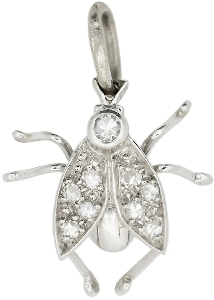 Antique Platinum & Diamond French Art Deco Fly Charm