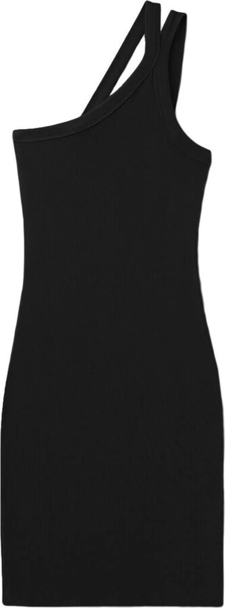 Gemini Rib asymmetric shoulder dress