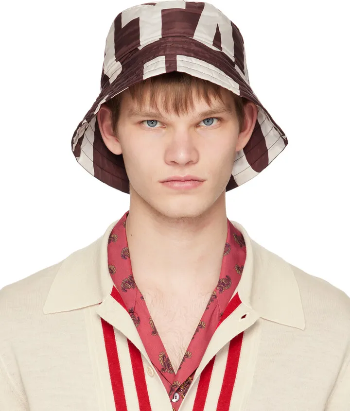 Dries Van Noten Burgundy Logo Bucket Hat