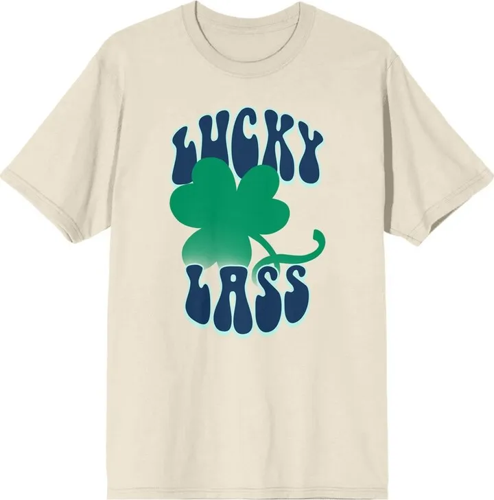 St. Patrick’s Day Lucky Lass Crew Neck Short Sleeve Natural Women’s T-shirt-3XL