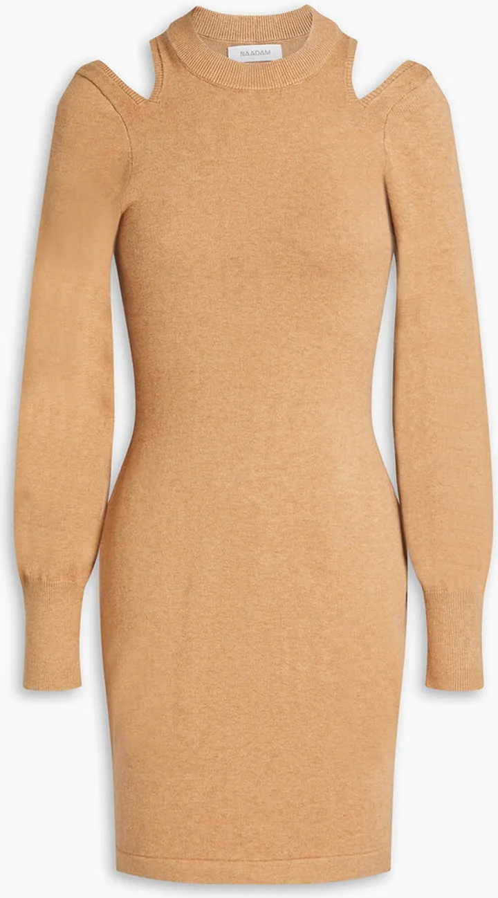 Cutout cotton and cashmere-blend mini dress